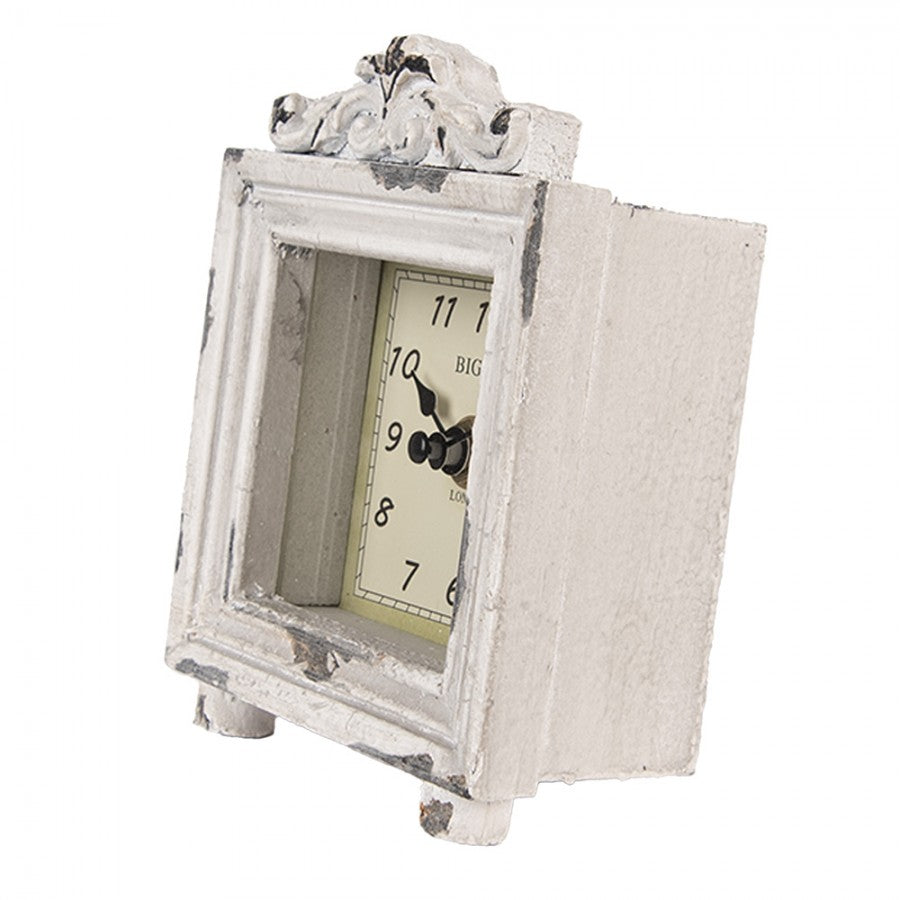 Orologio a pendolo / orologio da tavolo in stile Shabby Chic in bianco-grigio in legno 