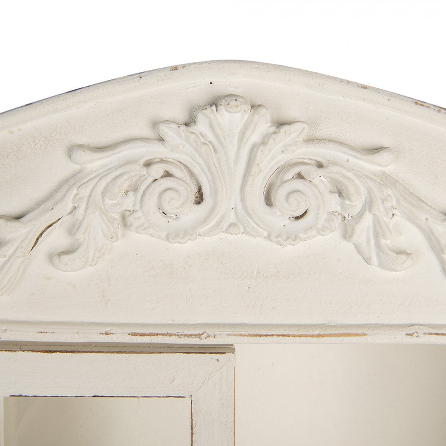 Mobiletto da parete in legno Shabby Chic bianco, con cassetti e ganci