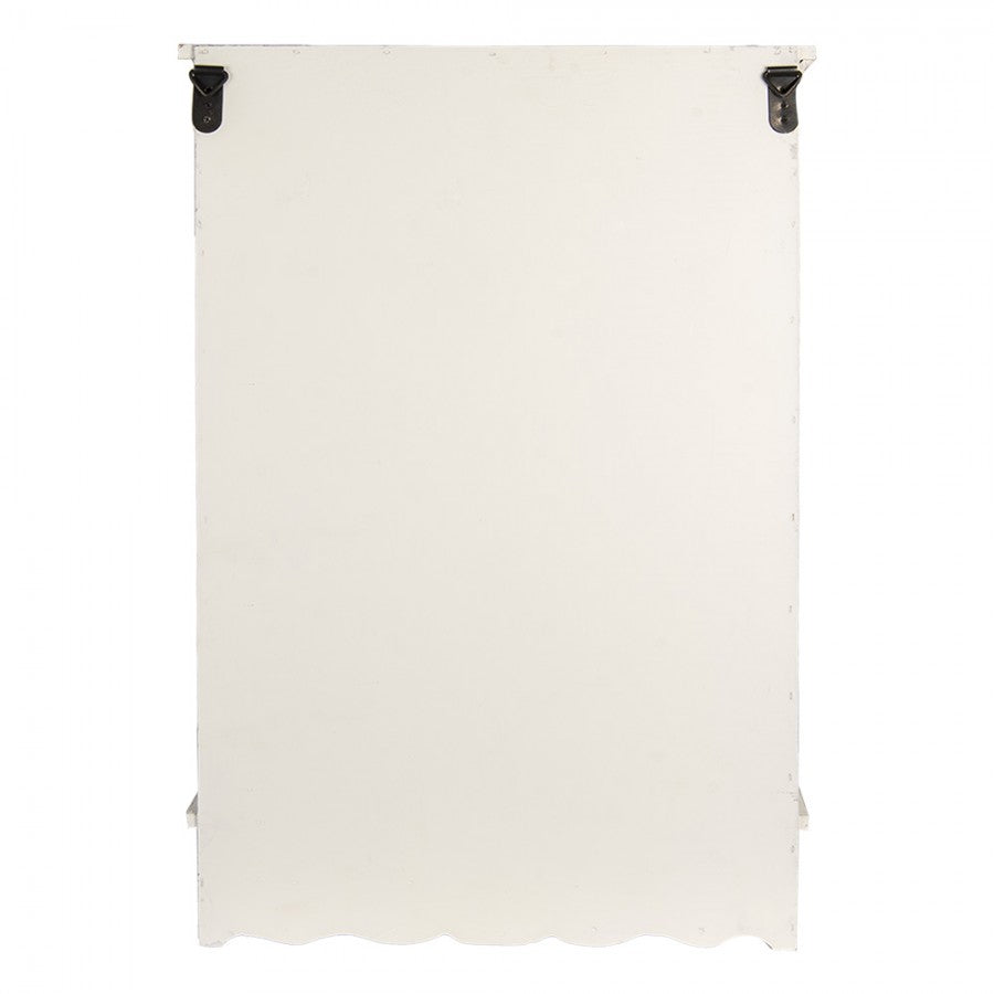 Mensola da parete in legno Shabby Chic color crema-bianco con ganci