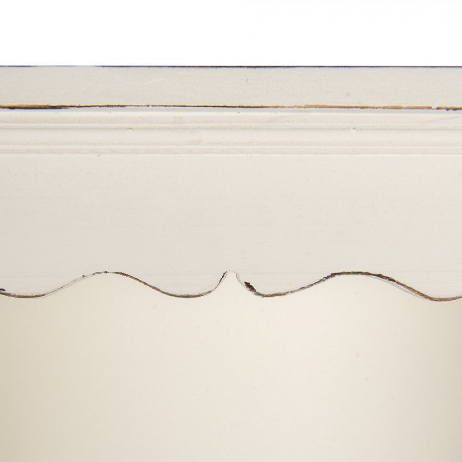 Mensola da parete in legno Shabby Chic color crema-bianco con ganci